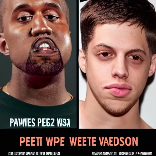 Prompt: kanye west vs pete davidson box match poster,