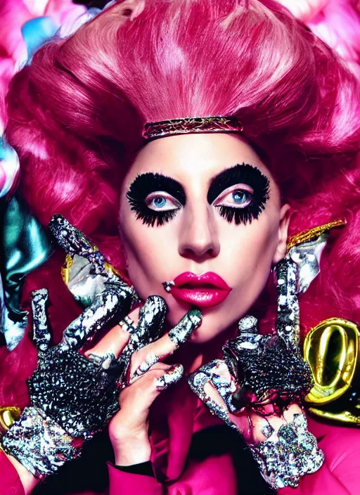 Image similar to lady gaga styled by david lachapelle posing in an expensive mansion setting , vogue magazine, Highly realistic. High resolution. Highly detailed. Dramatic. 8k.4k.