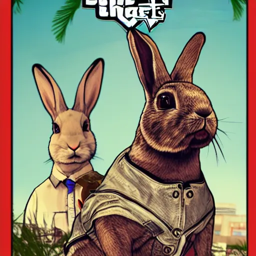 Image similar to a rabbit, gta 5 cover art