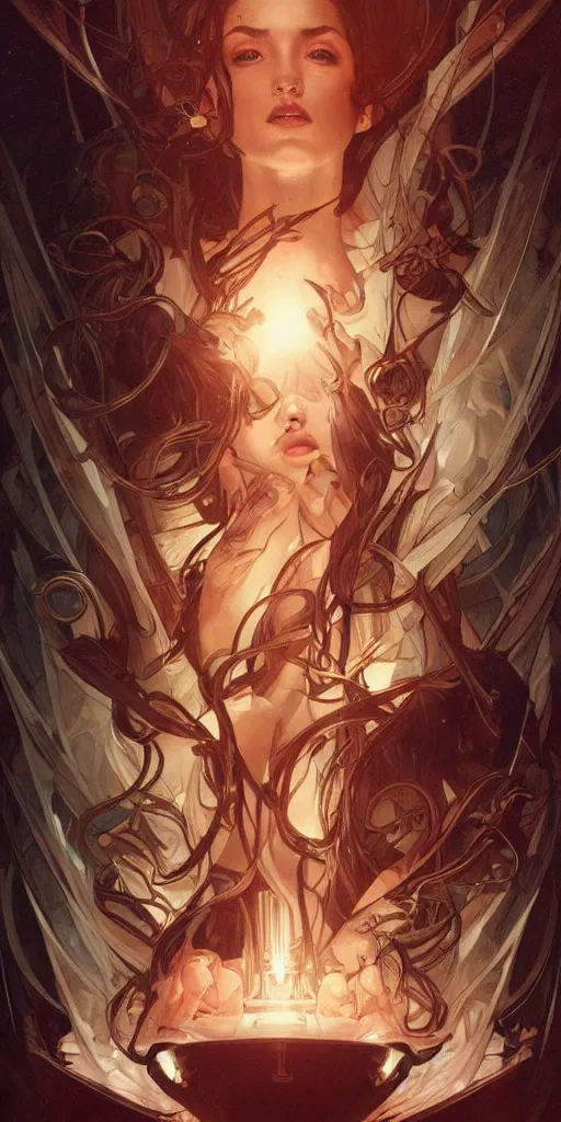 Prompt: dark space, epic lighting, sketch illustration, ultra detailed, art by artgerm and greg rutkowski and alphonse mucha