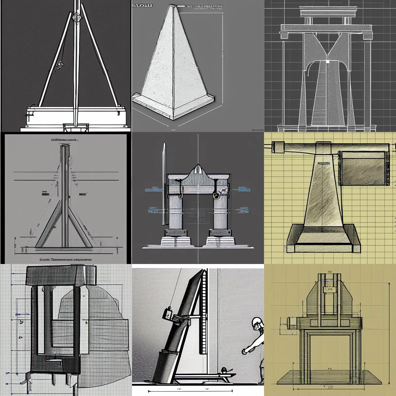 Prompt: technical schematic drawing of a guillotine