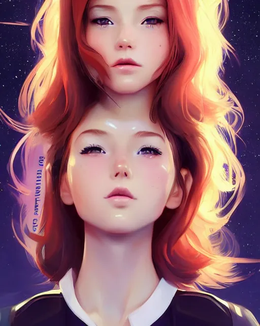 Image similar to portrait Anime space cadet girl Anna Lee Fisher anime cute-fine-face, pretty face, realistic shaded Perfect face, fine details. Anime. realistic shaded lighting by Ilya Kuvshinov Giuseppe Dangelico Pino and Michael Garmash and Rob Rey, IAMAG premiere, ✨✨✨✨✨✨ aaaa achievement collection, elegant freckles, fabulous