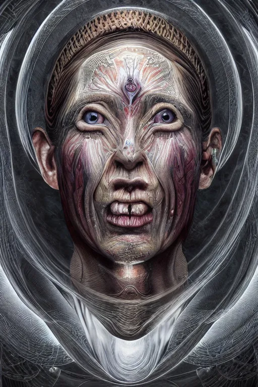 Prompt: cinematic portrait of an Trump. Centered, uncut, unzoom, symmetry. charachter illustration. Dmt entity manifestation. Surreal render, ultra realistic, zenith view. Made by hakan hisim feat cameron gray and alex grey. Polished. Inspired by patricio clarey, heidi taillefer scifi painter glenn brown. Slightly Decorated with Sacred geometry and fractals. Extremely ornated. artstation, cgsociety, unreal engine, ray tracing, detailed illustration, hd, 4k, digital art, overdetailed art. Intricate omnious visionary concept art, shamanic arts ayahuasca trip illustration. Extremely psychedelic. Dslr, tiltshift, dof. 64megapixel. complementing colors. Remixed by lyzergium.art feat binx.ly and machine.delusions. zerg aesthetics. Trending on artstation, deviantart
