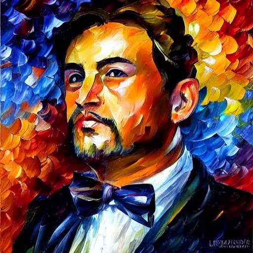 Prompt: a portrait of a man by leonid afremov