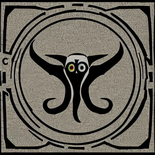 Prompt: scp. antimemetic. shipping logo. cthulhu