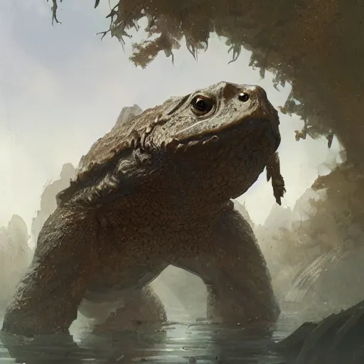 Image similar to anthropomorphic snapping turtle hero, greg rutkowski