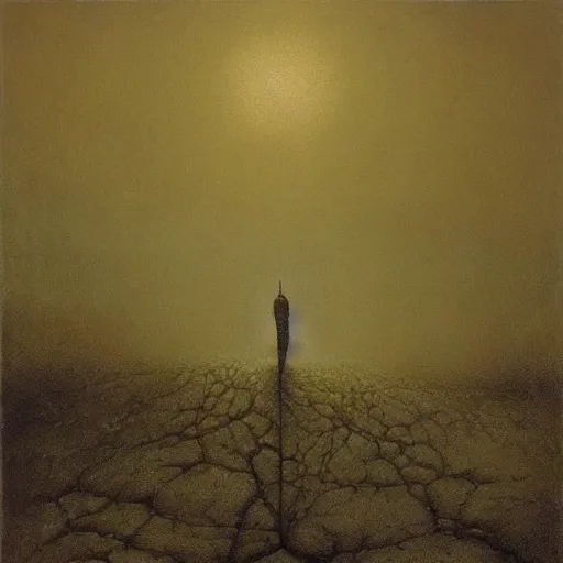 Prompt: lonely traveler walking down a desolate road with zombie horde trailing behind, highly detailed beksinski art