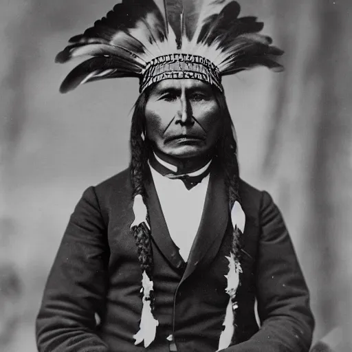 Prompt: a photo of a 1880 Comanche Chief