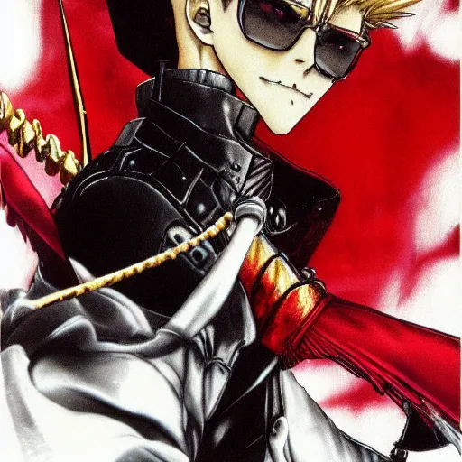 Image similar to portrait of Vash The Stampede by yoshitaka amano