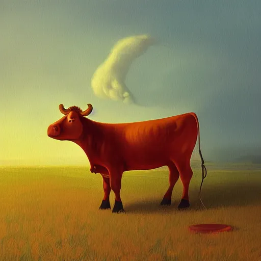 Prompt: cow playing a guitar by gediminas pranckevicius