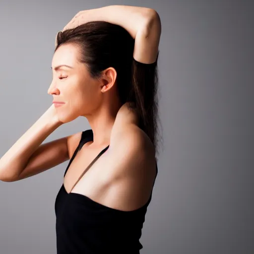 Image similar to a beautiful woman shaving her armpits, studio lighting, commercial,