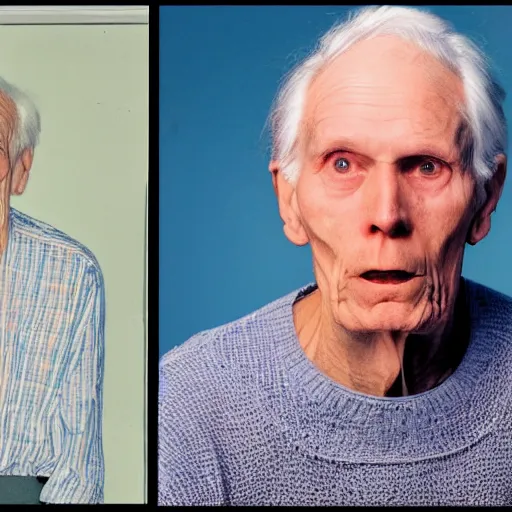 Image similar to A photograph of old Jerma985 in his eighties who looks like Jerma985 wearing a sweater in the 2010s, Jerma985, looks like Jerma985, taken in the late 2010s, taken on a 2010s Camera, realistic, hyperrealistic, very realistic, highly detailed, very detailed, extremely detailed, detailed, digital art, trending on artstation, headshot and bodyshot