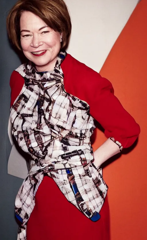 Image similar to amy klobuchar wearing vivienne westwood, photograph by terry richardson