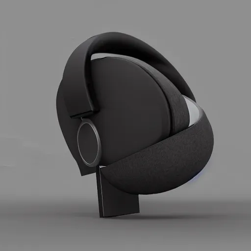 Image similar to wireless headphone stand, futuristic, techno, cyberpunk, product design, 3 d render, concept, fun, swag