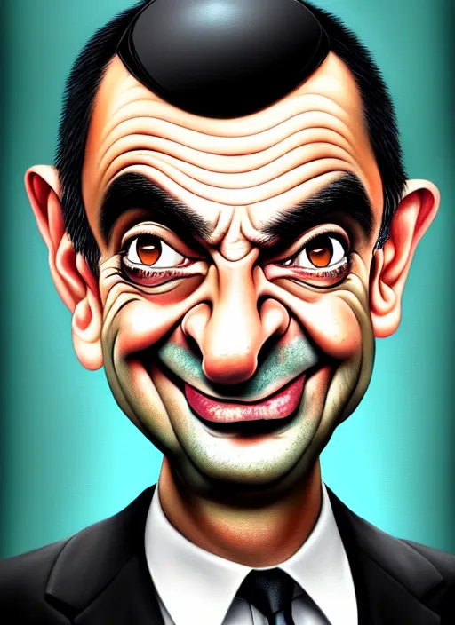 Prompt: highly detailed caricature portrait of mr bean by ross tran, by anato finnstark, brush strokes, 4 k resolution