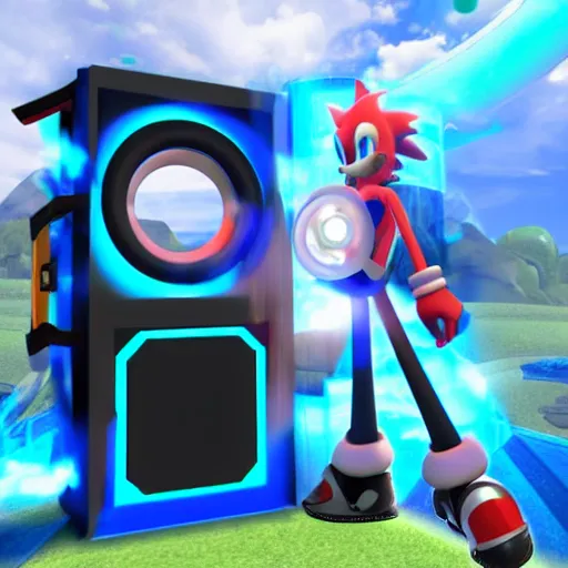 Prompt: a functional portal machine, with a portal that will get you to sonic's world