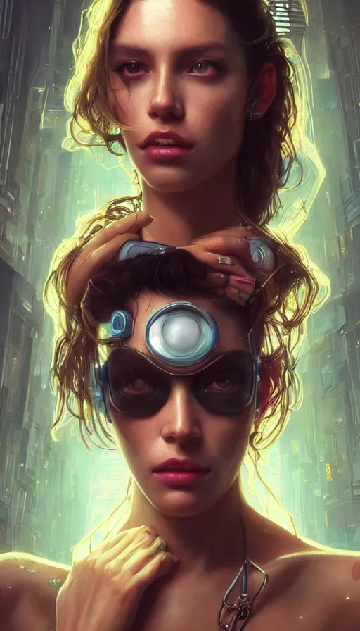 Image similar to cyberpunk, perfectly-centered-Portrait of the most beautiful woman on the planet, 80s fashion, high fashion, sweaty, high heels, insane, intricate, highly detailed, digital painting, artstation, concept art, smooth, sharp focus, illustration, Unreal Engine 5, 8K, art by artgerm and greg rutkowski and alphonse mucha