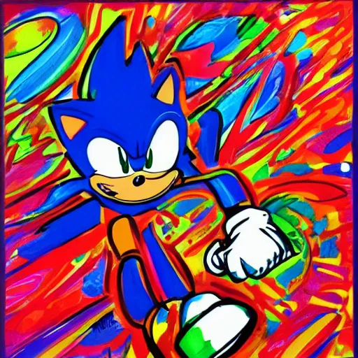 Image similar to sonic the hedgehog as imagined by peter max