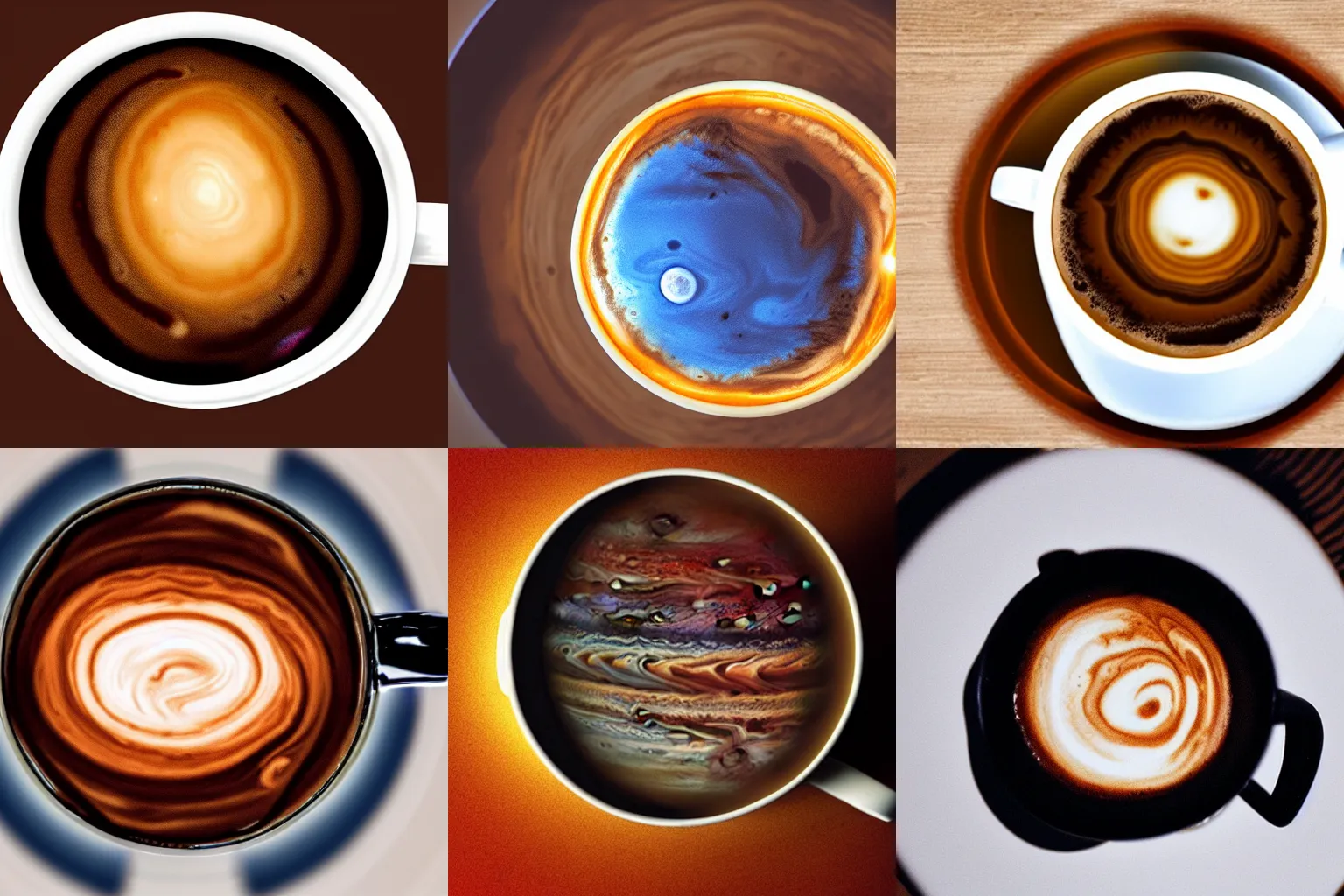 Prompt: The planet Jupiter as a cup of coffee
