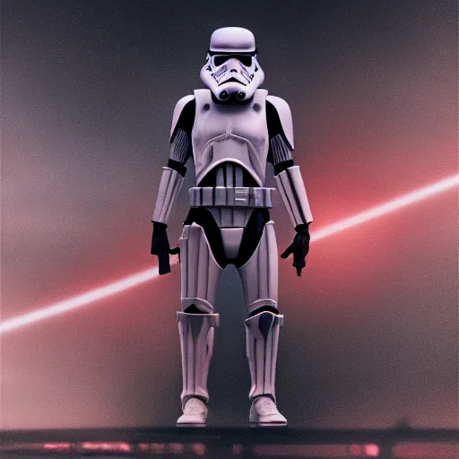 Image similar to super soldier, symmetrical portrait scifi, power armor storm trooper red and black detailed matte painting hyperdetailed trending on artstation moebius photorealism retrofuturism # film 8 k resolution back lit