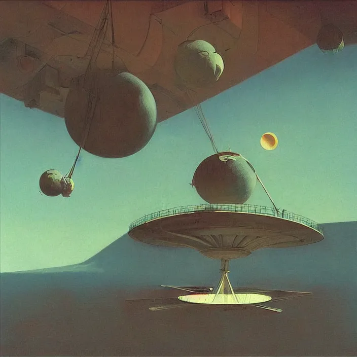 Image similar to spherical space station, highly detailed, Edward Hopper and James Gilleard, Zdzislaw Beksinski highly detailed