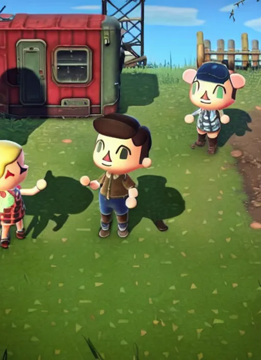 Image similar to screen shot from the fallout 4 crossover with animal crossing, ps 5