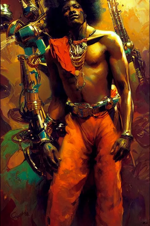 Image similar to character design, colorful, afrofuturism, painting by gaston bussiere, craig mullins, j. c. leyendecker, tom of finland