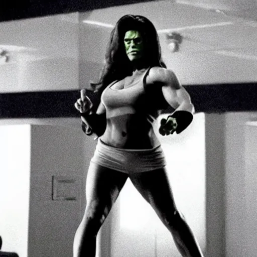 Image similar to promotional photo of she-hulk in the movie Heat (1995), movie still,