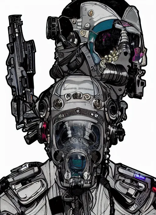 Prompt: cyberpunk neurosurgeon. portrait by ashley wood and alphonse mucha and laurie greasley and josan gonzalez and james gurney. splinter cell, apex legends, rb 6 s, hl 2, d & d, cyberpunk 2 0 7 7. realistic face. character clothing. vivid color. dystopian setting.