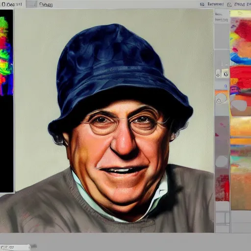 Image similar to painting of denny devito, professional, digital art, realistic