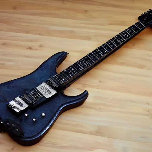 Image similar to an electric guitar made entirely out of metal