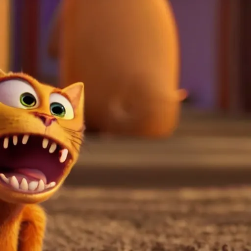 Image similar to a cinematic fill still from a 2015 Pixar movie where anthropomorphic cats battle with aliens, in the style of Pixar, shallow depth of focus