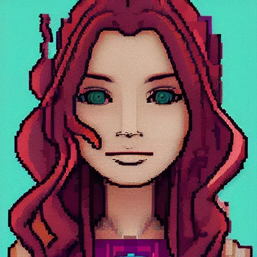 Prompt: a stylized image of a woman with long hair, pixel art by ei - q, featured on pixiv, synchromism, flat shading, full body, polycount, 4 k, digital art, concept art, trending on artstation