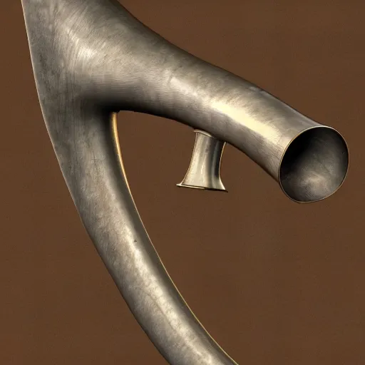 Image similar to a 3 d render of a medieval blowing horn, winding horn, animal horn, higly detailed, mystic, artwork