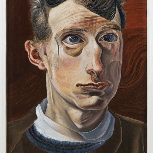 Prompt: portrait of a young man in his 3 0 s, by lucian freud, francis bacon