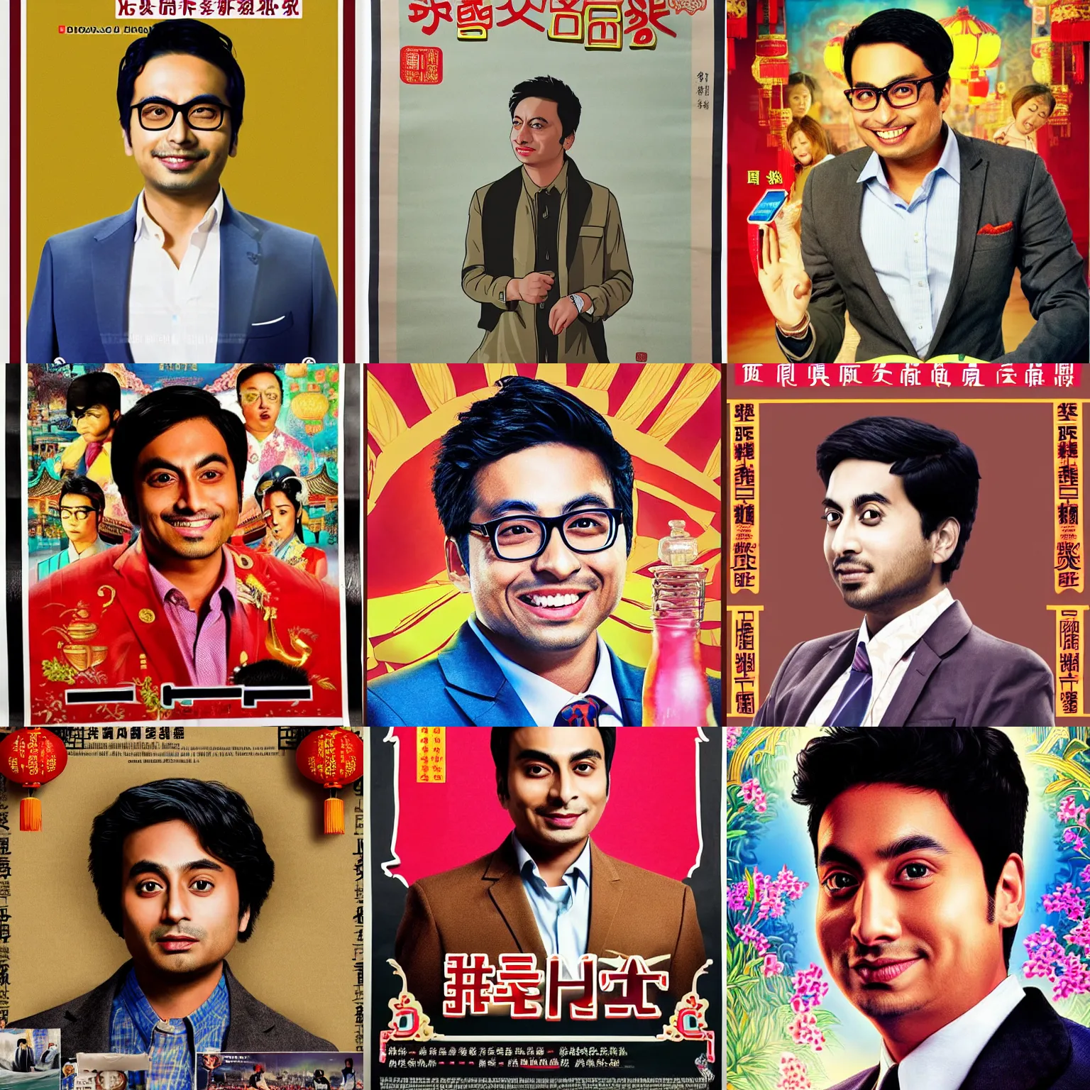 Prompt: chinese poster of raj koothrappali, highly detailed face