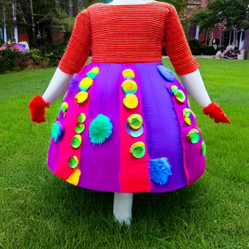 Prompt: a dress made entirely of children toys,