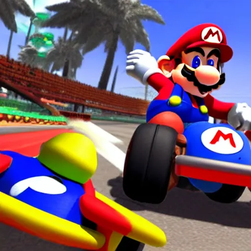 Image similar to franco in mario kart, circuit of the valley of the fallen