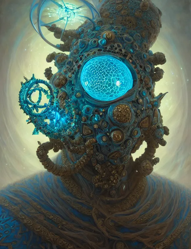 Image similar to front shot of a court jester character, hyperdimensional, bioluminescent hypercubes, ((intricate)), elegant, highly detailed, centered, (((artstation, concept art, smooth, sharp focus, artgerm, Tomasz Alen Kopera, Peter Mohrbacher, donato giancola, Joseph Christian Leyendecker, WLOP, Boris Vallejo))), mugshot!!!!!, ugly!!!!!!, octane render, nvidia raytracing demo, grainy, muted, 8K, digitalblasphemy