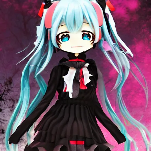 Image similar to mikudayo, horror, creepy anime art