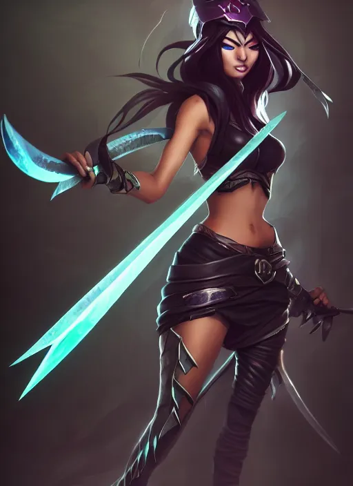 Image similar to dark akali, from league of legends, holding silver daggers, ninja costume, hyper detailed, digital art, trending in artstation, cinematic lighting, studio quality, smooth render, unreal engine 5 rendered, octane rendered, art style by klimt and nixeu and ian sprigger and wlop and krenz cushart