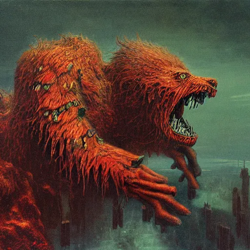 Prompt: warhammer manticore concept, beksinski