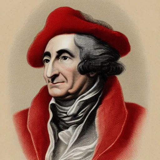 Prompt: portrait of Thomas Paine wearing a red liberty cap