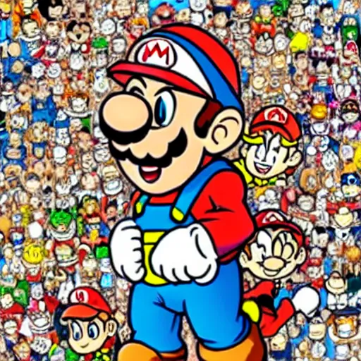 Prompt: super mario in the style of akira toriyama, manga,