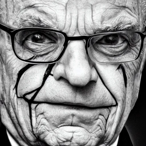 Image similar to Rupert Murdoch as The Joker, Rupert Murdoch, satan, portrait photography, depth of field, bokeh