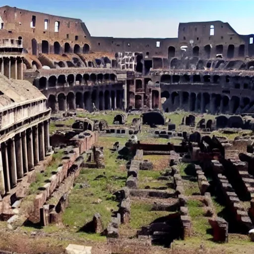 Image similar to gopro footage of the fall of rome, 4 k, realistic