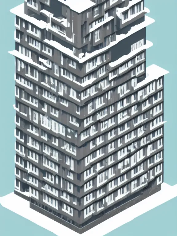 Image similar to Photo of Soviet apartment building, isometric