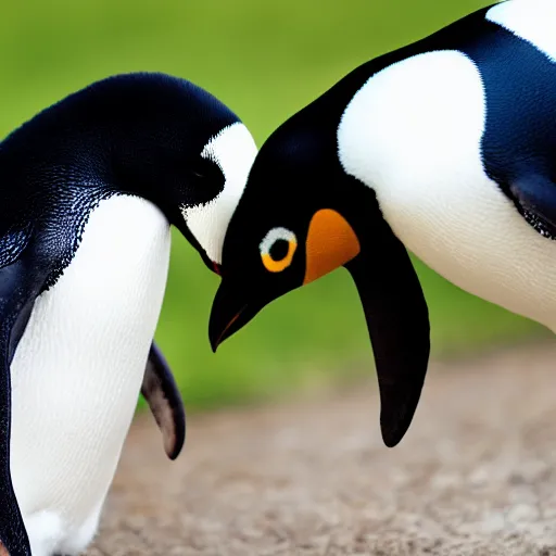 Prompt: Obama and a Penguin shaking hands, 40nm, shallow depth of field, split lighting, 4k,