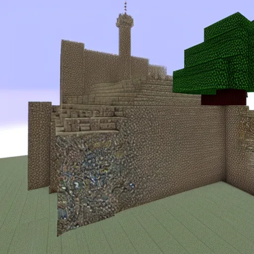 Image similar to a castel in minecraft with shaders