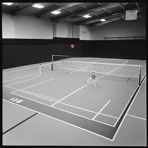 Image similar to rhino playing badminton on a badminton court in a sports hall, professional photo, 3 5 mm,